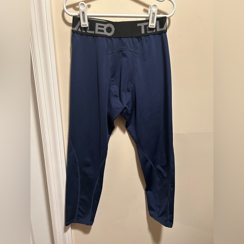 Telaleo Boys Sz Medium Blue Compression Exercise Athletic Pants Tights